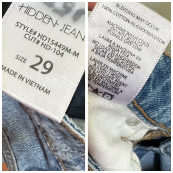 Hidden Jeans Bootcut Straight Jeans Raw Frayed Hem Mid Rise Waist Zip Pocket 29 - Picture 12 of 16